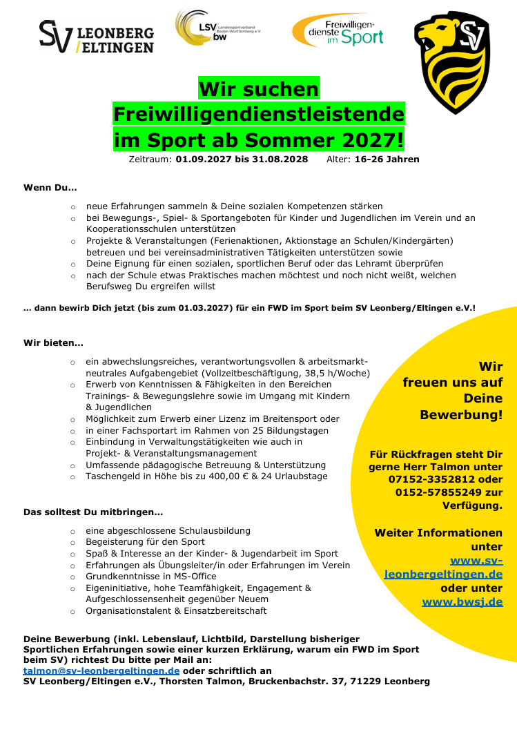 Freiwilligendienst 2027